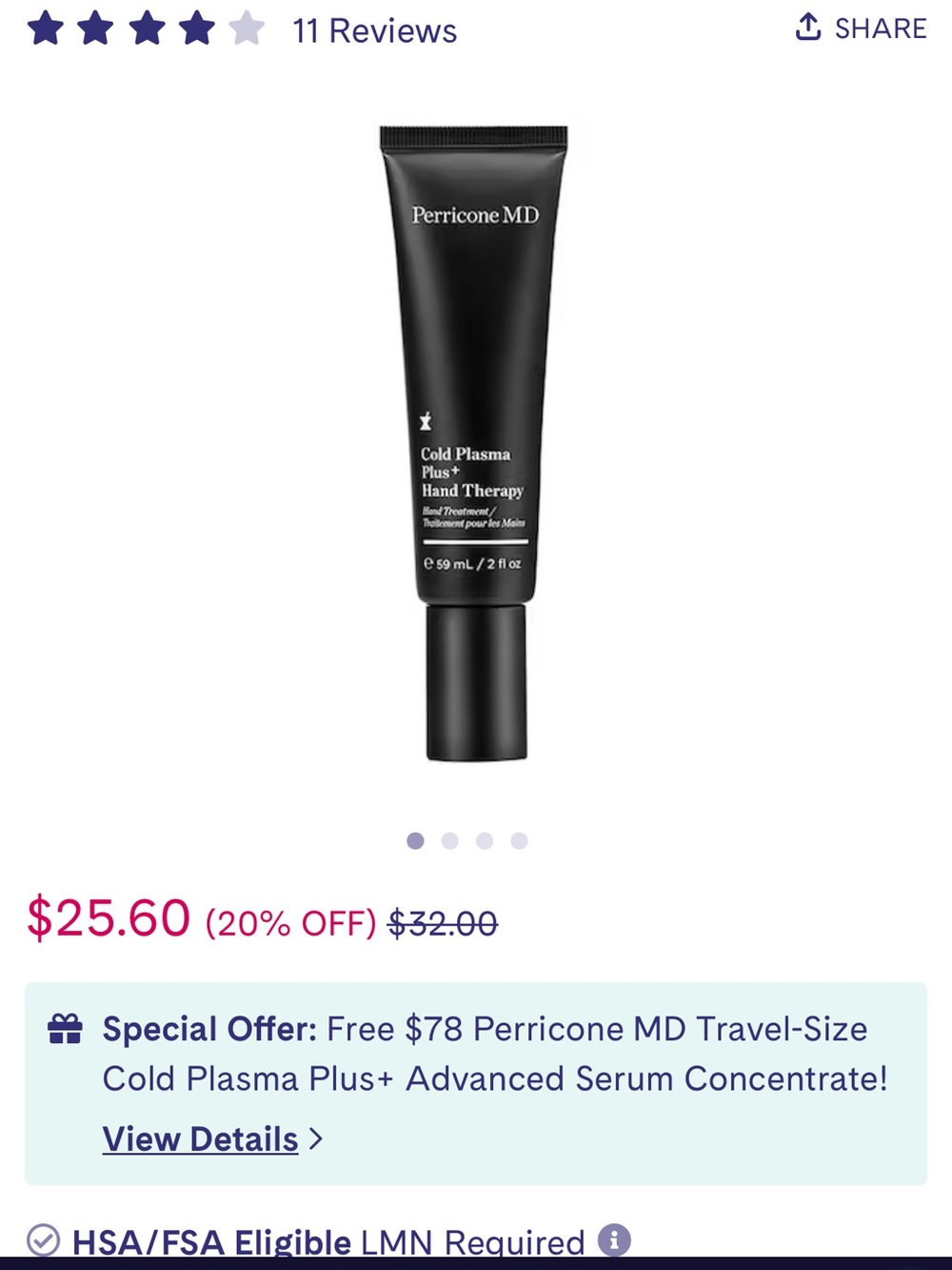 Perricone MD Cold Plasma Plus+ Hand Therapy — Black Tube
